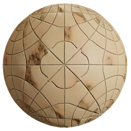 High-resolution PBR Circle Rose Tiles material for 3D ceramic texture, with detailed nostalgic design and realistic 4K visuals.