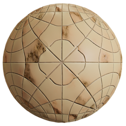 High-resolution PBR Circle Rose Tiles material for 3D ceramic texture, with detailed nostalgic design and realistic 4K visuals.