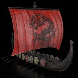 Viking Longship – Dragon Sail (PBR)