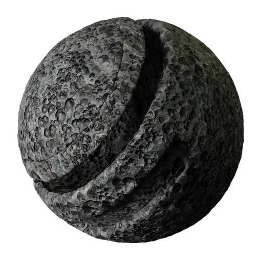High-quality PBR volcanic rock texture for 3D modeling in Blender, ideal for exterior environment detailing.