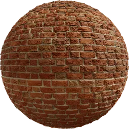 Detailed PBR texture for 3D modeling featuring large red brick pattern, created by Rob Tuytel, suitable for Blender and 3D applications.