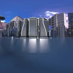Futuristic Waterfront Skyline
