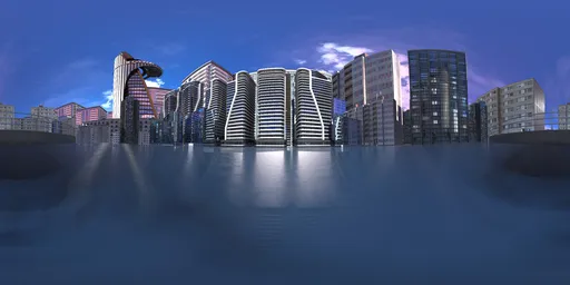 Futuristic Waterfront Skyline