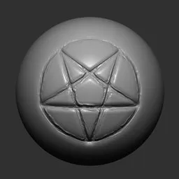 Pentagram-shaped 3D sculpting brush imprint for Blender modeling, ideal for demonic creature detailing.