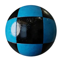 Blue and Black Checkerboard Tiles