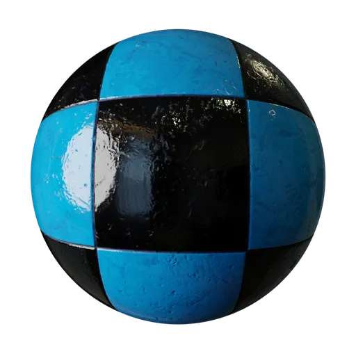 Blue and Black Checkerboard Tiles