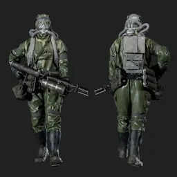 Hazmat Soldier Walking  Dark Green