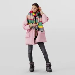 Girl in Pink Down Jacket