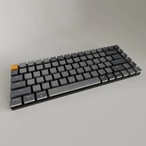 Highly detailed Blender 3D model of a wireless mechanical keyboard with 84 keys in a compact design.