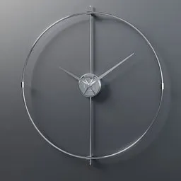 Realistic steel 3D model of a modern wall clock, minimalistic style, created for Blender 3D rendering.