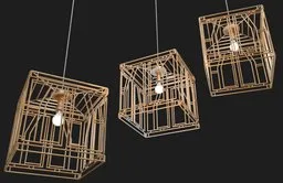 Detailed 3D model of geometric hanging ceiling lamps, compatible with Blender, perfect for interior design renderings.