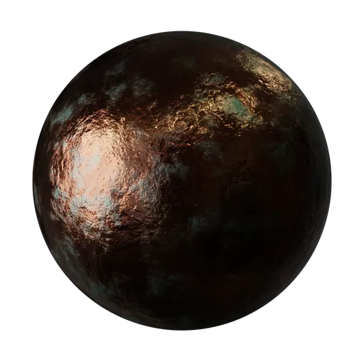 Highly realistic aged copper PBR material for Blender 3D textures and other 3D apps.