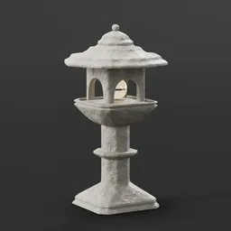Realistic 3D rendered stone lantern for garden landscapes, compatible with Blender.