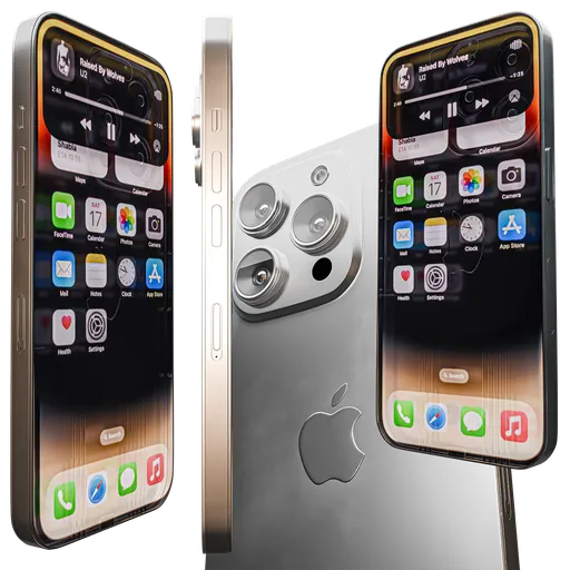 Detailed 3D model of a modern smartphone with procedural materials, compatible with Blender Eevee and Cycles.