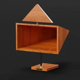 "Blender Camera Award: A meticulously crafted 3D model of a wooden shelf with a futuristic triangle design, inspired by avant-garde artist Lajos Vajda. This award-winning creation embodies the innovative spirit of Blender 3D, ideal for movie contests and artistic pursuits. Explore this trending triadic masterpiece and elevate your Blender experience."