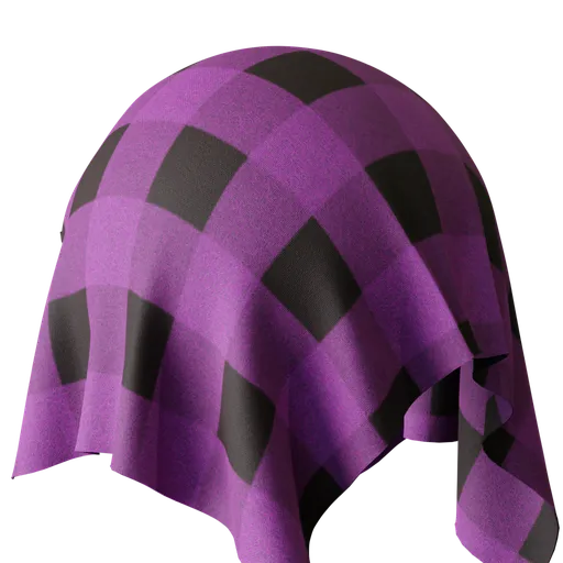 High-resolution pink and black checkered PBR fabric texture for 3D rendering in Blender.