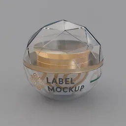 Realistic 3D-rendered ball-shaped cream jar with intricate geometry for Blender enthusiasts, showcasing detailed reflective material.