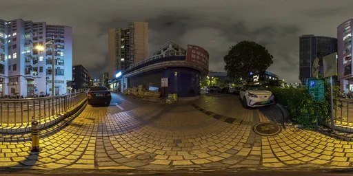 Turning intersection at night