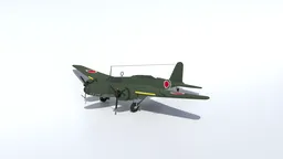 Detailed 3D low-poly Mitsubishi Ki-21 aircraft, optimized for CG visuals, modelled in Blender, suitable for various digital projects.