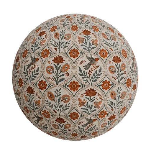 Folk floral botanical wallpaper