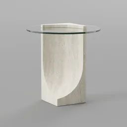 Glass and Travertine Side Table
