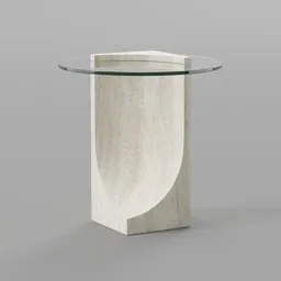 Glass and Travertine Side Table