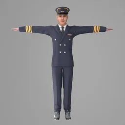 Man Airline Pilot Uniform Rigged