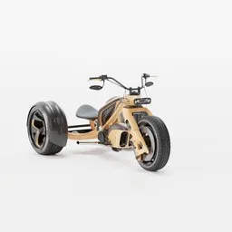 3D trike model with sleek design, large rear wheels, and modern aesthetic, ideal for Blender rendering.
