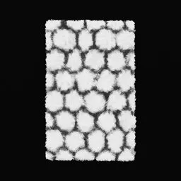 High-resolution 3D fluffy hexagon pattern carpet model for Blender, suitable for interior design visualization.
