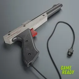 Detailed NES-style light gun 3D model with textures, optimized for Blender and game development.