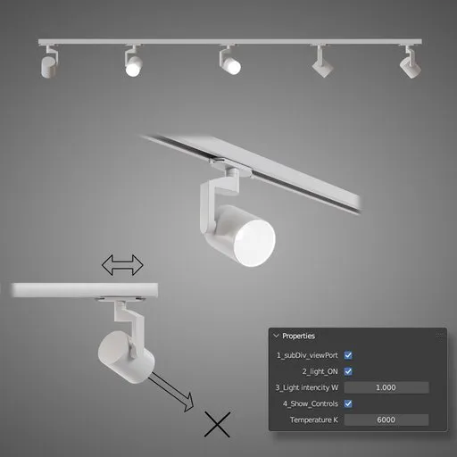 2m rail with spot light