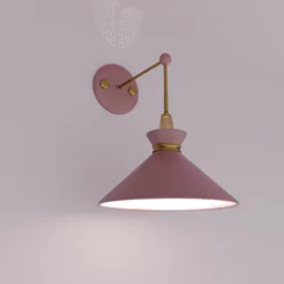 "Mid-Century inspired Retro Cone Wall Sconce 3D model for Blender 3D. Featuring cute details and soft rose gold heart shading, inspired by Kees van Dongen and Toss Woollaston. Perfect for creating a unique ambiance in any interior design project."