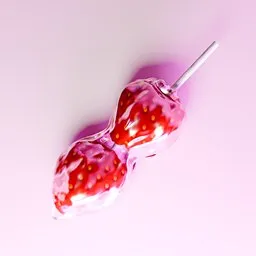 Strawberry skewers wrapped in plastic