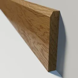 Light oak textured 3D skirting board model with realistic PBR materials, suitable for architectural rendering in Blender.