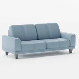 3D model of a stylized low-poly blue sofa, optimized for Blender, suitable for game development and animation.
