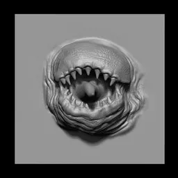 3D sculpting brush effect for Blender showing leech-like mouth with detailed texture for horror modeling