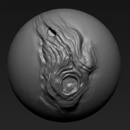 3D sculpting brush for Blender showing detailed tree stump bark texture for enhancing models with organic wooden effects.
