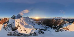 Aerial Snow Mountain Sunset
