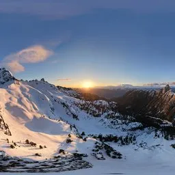 Aerial Snow Mountain Sunset
