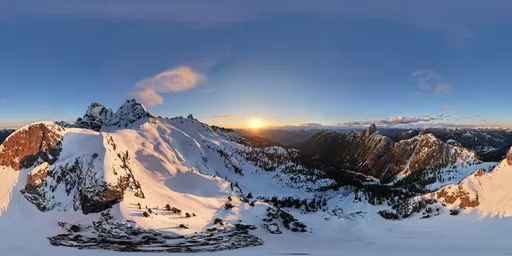 Aerial Snow Mountain Sunset