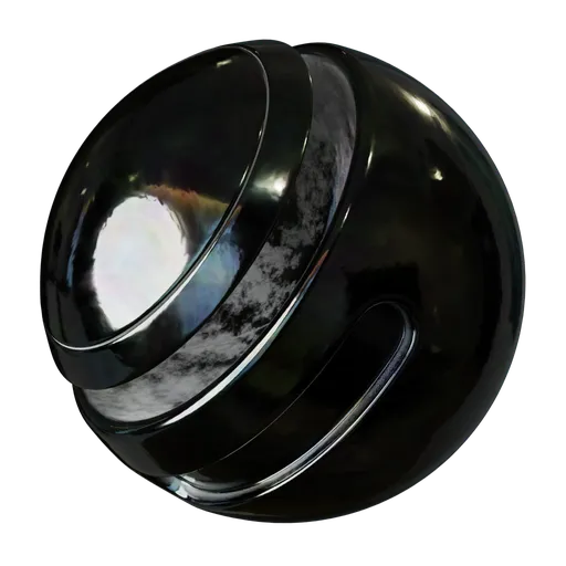 Distorted heat-treated steel PBR material with iridescent sheen for Blender 3D rendering and texturing.