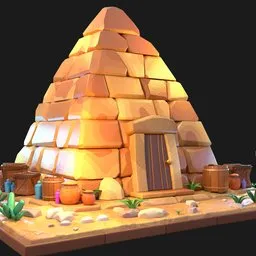 Stylized Cartoon Pyramid Diorama