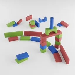 Colorful building blocks in kids room