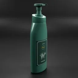 "Realistic shampoo bottle 3D model for Blender 3D. Perfect for adding authenticity to your renders. Green scheme with detailed label."