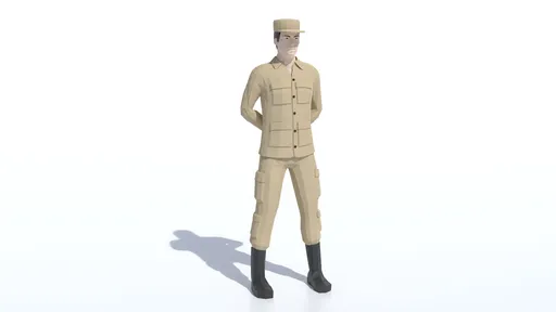 3D rendering of a stylized low-poly soldier model, optimized for Blender, suitable for CG visualizations.