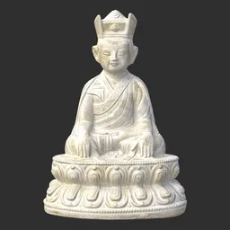 Tibetan Karmapa Lama Statue White Marble