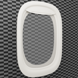 Detailed 3D airplane window model with a transparent viewport, ideal for Blender 3D rendering and aircraft design.
