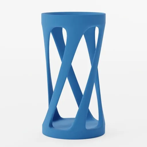 Elegant blue 3D printable vase with intertwined design, ideal for Blender 3D modeling.