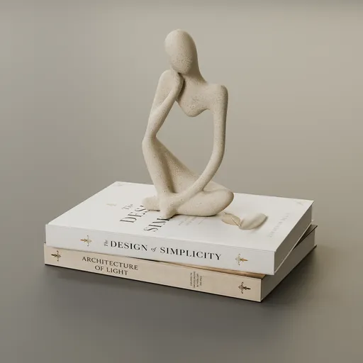 Abstract Thinker Figurine on Books