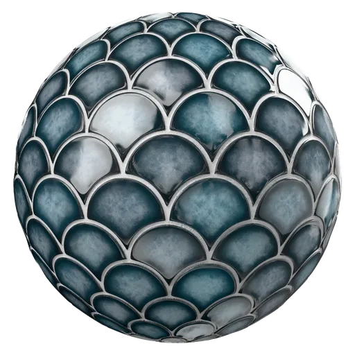 Ceramic tile fishscale blue